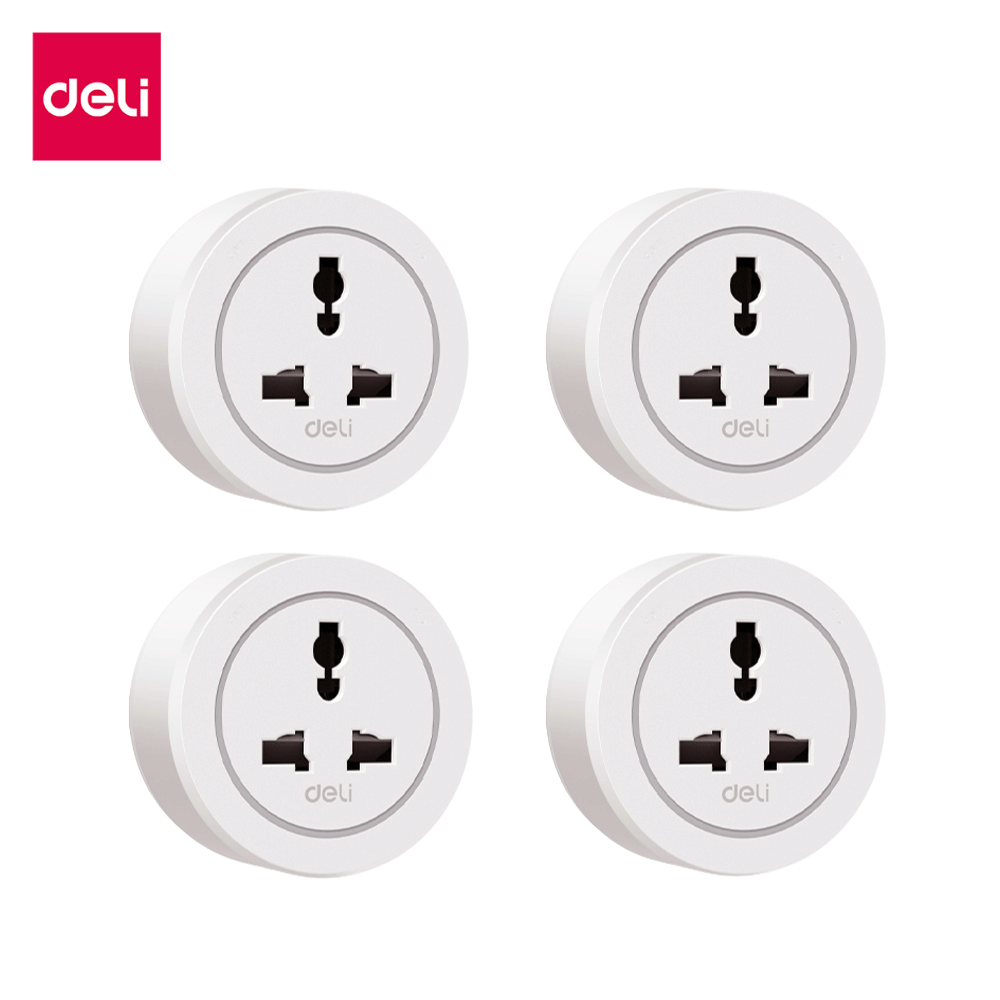 อแดปเตอร์ DELI ET889-WH-04 2500W 10A สีขาว 4 ชิ้น_0